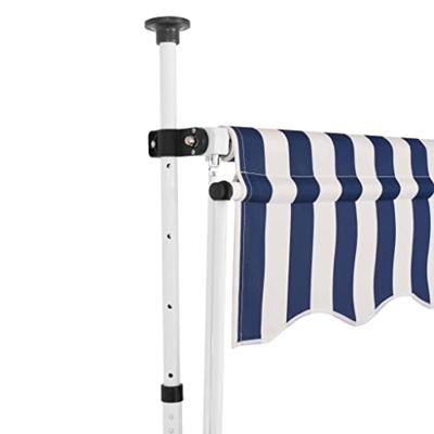 VidaXL Luifel handmatig uittrekbaar 350 cm blauw en witte strepen