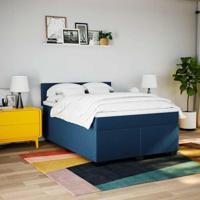 Boxspring met matras stof blauw 140x190 cm - thumbnail