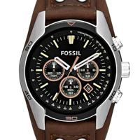 Fossil CH2891 Horloge Coachman Chronograaf staal-leder zilverkleurig-zwart-bruin 44 mm - thumbnail