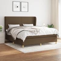 Boxspring met matras stof donkerbruin 160x200 cm - thumbnail