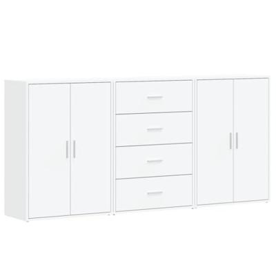 Dressoirs 3 st 60x31x84 cm bewerkt hout wit