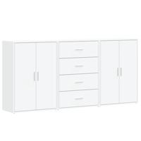 Dressoirs 3 st 60x31x84 cm bewerkt hout wit - thumbnail