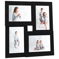 VidaXL Fotolijst voor 4x(10x15 cm) foto mdf zwart - thumbnail
