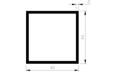 Kokerprofiel alu brute 40x40x2mm