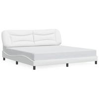 Bedframe met LED zonder matras "Hvar" kunstleer wit 200x200 cm - thumbnail