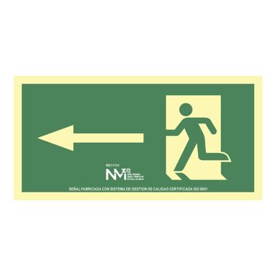 Bord Normaluz Evacuación flecha izquierda PVC 32 x 16 cm