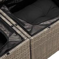 7-delige Loungeset met kussens poly rattan grijs - thumbnail