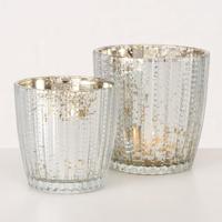 Boltze Home Theelichthouder glas zilver 2-dlg. - thumbnail