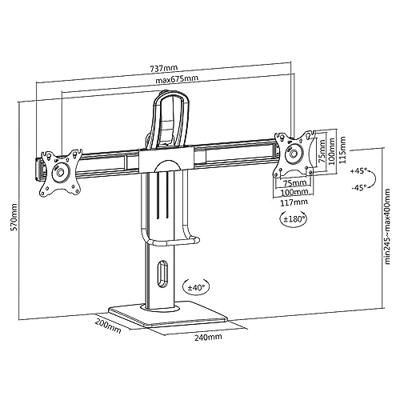 My Wall HL 19 L Tafelbeugel voor monitor Aantal monteerbare displays: 1 Display(s) 43,2 cm (17) - 68,6 cm (27) Zwart Draaibaar, Kantelbaar, Zwenkbaar, In