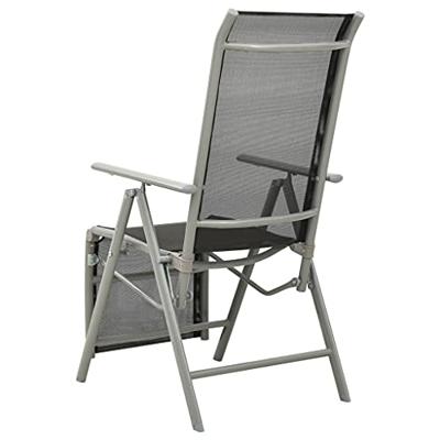Tuinstoelen 2 st verstelbaar textileen aluminium zilverkleurig - thumbnail