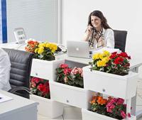 Bama Brick Koppelbare Plantenbakken 75L 59x23x27 cm 5 Stuks Wit - thumbnail