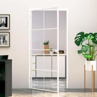 VidaXL Binnendeur 93x201,5 cm gehard glas en aluminium smal wit - thumbnail