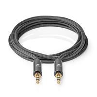 Stereo-Audiokabel | 3,5 mm Male - 3,5 mm Male | Gun Metal Grey | Gevlochten kabel - thumbnail