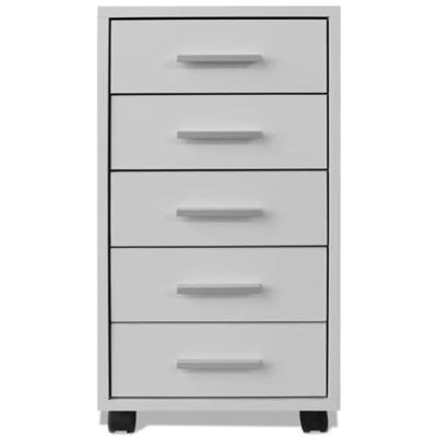 VidaXL Kantoor ladeblok op wielen 5 lades wit VidaXL Kantoor ladeblok op wielen 5 lades wit