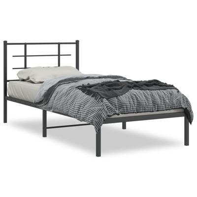 Bedframe met hoofdbord metaal zwart 90x190 cm Bedframe met hoofdbord metaal zwart 90x190 cm