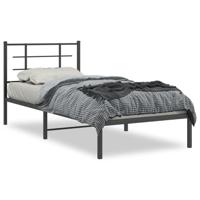Bedframe met hoofdbord metaal zwart 90x190 cm - thumbnail