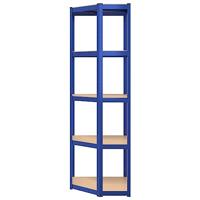 VidaXL Hoekrek 5-laags staal en bewerkt hout blauw - thumbnail