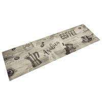 VidaXL Keukenmat wasbaar koffieprint 45x150 cm fluweel grijs - thumbnail