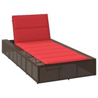 Ligbed met zwevend kussen poly rattan bruin - thumbnail