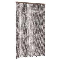 VidaXL Vliegengordijn 118x220 cm chenille bruin en wit - thumbnail