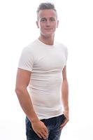 Slater Stretch T-Shirt Round neck White Two Pack ( art 6500) - thumbnail