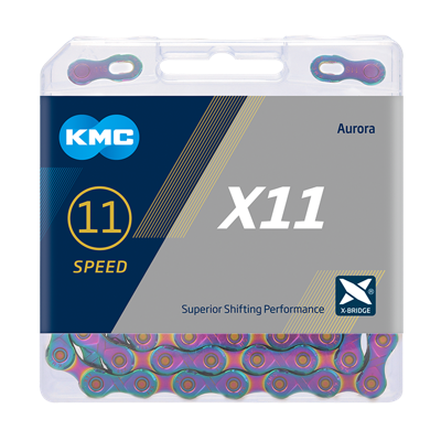 KMC ketting 1/2-11/128" 118l x11 aurora blue KMC ketting 1/2-11/128" 118l x11 aurora blue