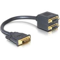 DeLOCK Adapter DVI25 M > 2x DVI25 F 0,2 m DVI-I DVI-25 Zwart - thumbnail