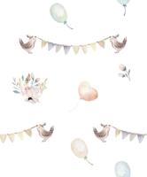 Noordwand Kids Walls Behang met vogeltjes, vlaggetjes en ballonnen - 45887 - thumbnail