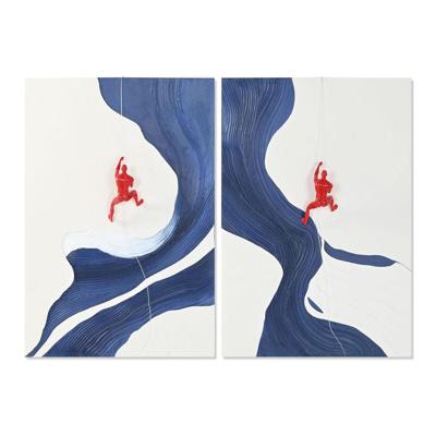 Schilderij Home ESPRIT Wit Gouden Mannen Modern 80 x 3,5 x 120 cm (2 Stuks)