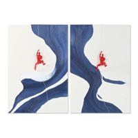 Schilderij Home ESPRIT Wit Gouden Mannen Modern 80 x 3,5 x 120 cm (2 Stuks) - thumbnail