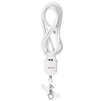 Activejet-lanyard met 3-in-1-oplaadkabel, wit. Eindstukken met verschillende aansluitingen: USB-C, Lightning-adapter, USB-A - thumbnail