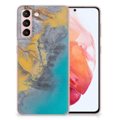 Samsung Galaxy S21 | TPU | Siliconen hoesje | Marble Blue Gold Samsung Galaxy S21 | TPU | Siliconen hoesje | Marble Blue Gold