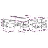 10-delige Loungeset met kussens massief hout wit - thumbnail