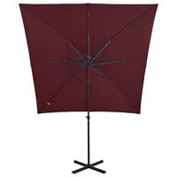 Zweefparasol met paal en LED-verlichting 250 cm bordeauxrood - thumbnail