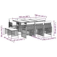 11-delige Tuinset met kussens poly rattan zwart - thumbnail