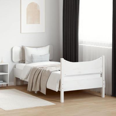 Bedframe zonder matras massief grenenhout wit 75x190 cm