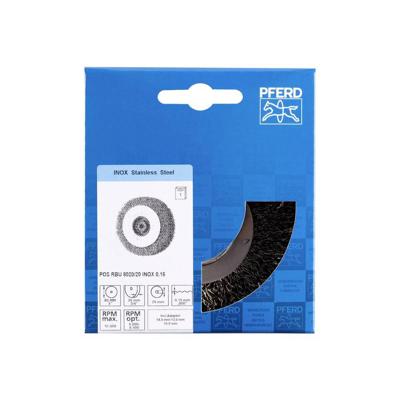 PFERD TOOLS Pos ronde borstel breed ongeperforeerd RBU Ø 80x20xvariabel boorgat roestvrij stalen draad-Ø 0,15 schuurblok POS RBU 8020/20 INOX 0,15 43701107 1