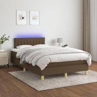 Boxspring met matras en LED stof donkerbruin 120x200 cm - thumbnail