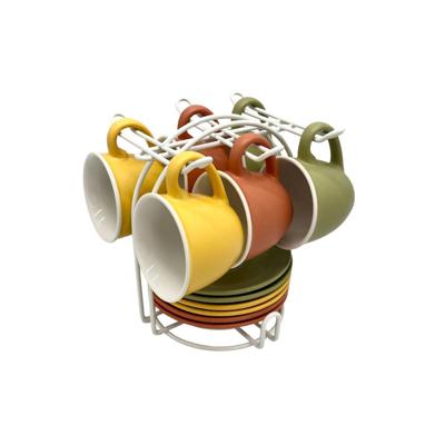 Set van 6 kopjes met schotel Home ESPRIT Multicolour Porselein 100 ml