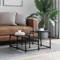 Salontafel 68x68x40 cm bewerkt hout zwart - thumbnail