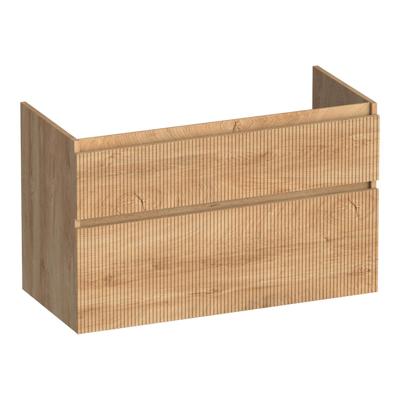 Brauer Delight Wavy - Onderkast - 100 cm - met 2 Softclose Lades Greeploos en 1 Sifon Uitsparing - Forest Tan