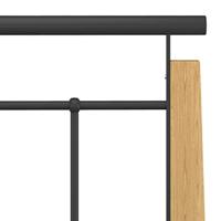 Bedframe metaal en massief eikenhout 90x200 cm - thumbnail