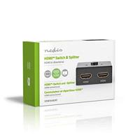 HDMI-Switch | 3 poort(en) | 1 x HDMI Input / 2x HDMI Input | 1x HDMI Output / 2x HDMI Output | 4K@60Hz | 6 Gbps | Metaal | Antraciet - thumbnail