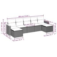 7-delige Loungeset met kussens poly rattan zwart - thumbnail