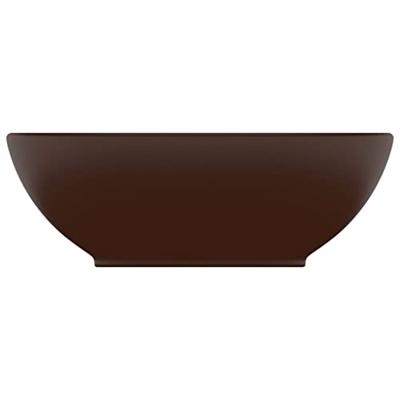 VidaXL Wastafel ovaal 40x33 cm keramiek mat donkerbruin VidaXL Wastafel ovaal 40x33 cm keramiek mat donkerbruin