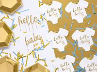 Servetten Geboorte Baby Rompertje Wit/Goud (20st) - thumbnail