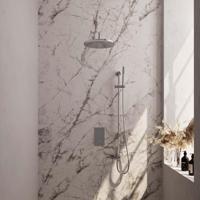 Chrome Carving Thermostatische Inbouw Regendouche 3-Weg Omstelling Set 40 met 30 cm Douchekop en Gebogen Muurarm - thumbnail