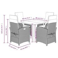 5-delige Tuinset met kussens poly rattan zwart - thumbnail