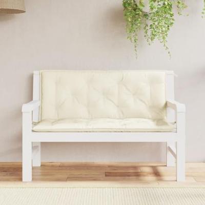 VidaXL Tuinbankkussens 2 st 120x50x7 cm oxford stof crèmewit VidaXL Tuinbankkussens 2 st 120x50x7 cm oxford stof crèmewit