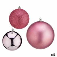 Set kerstballen Roze Plastic 10 x 11 x 10 cm (12 Stuks) - thumbnail
